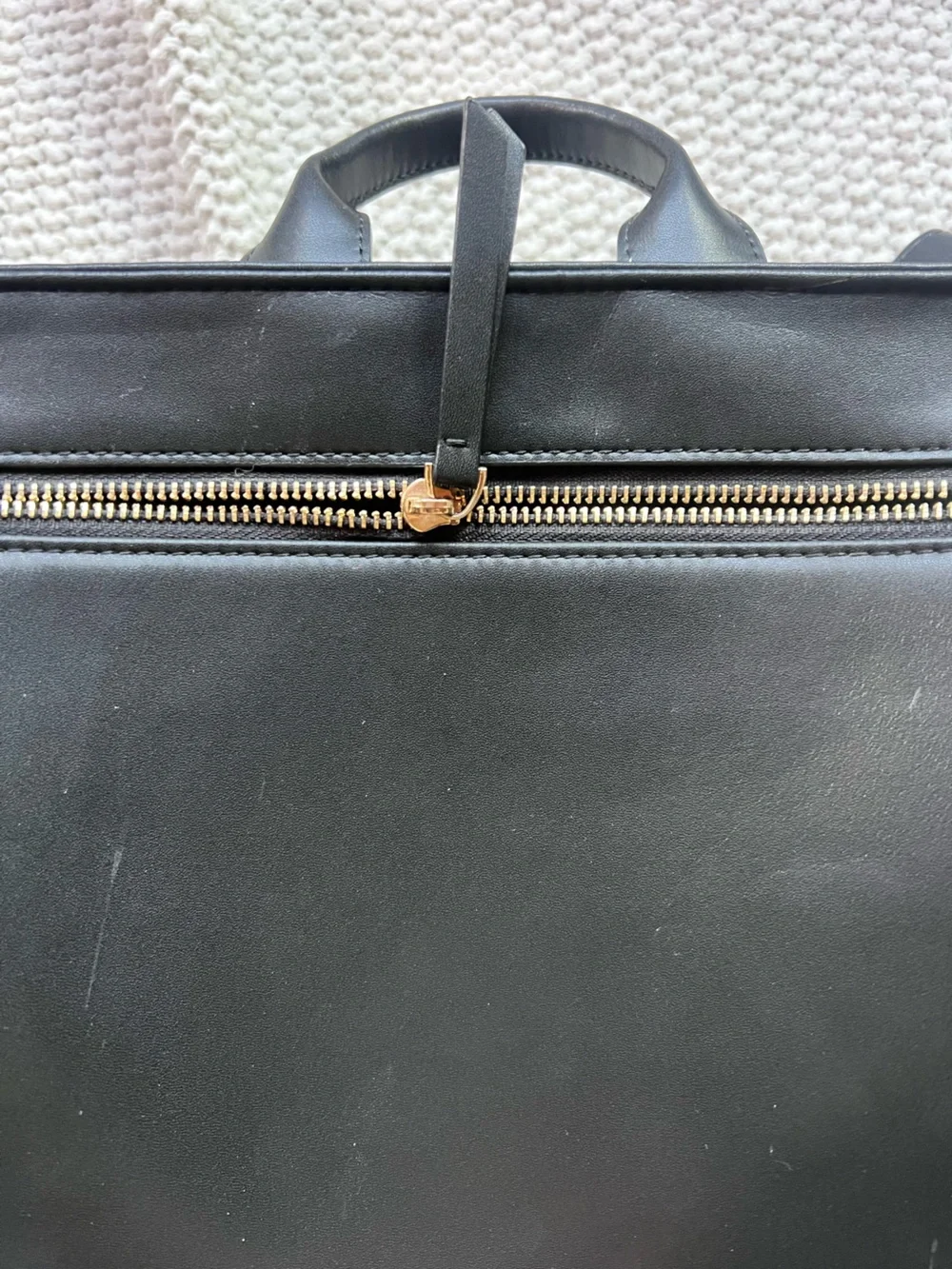 Mia + Sophia Black Faux Leather Diaper Bag Classic Minimalist Cute Baby Chic Bag